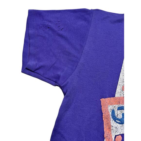 Vintage 80s NORFIN Troll Purple/Pink T-Shirt - Graphic Tee Retro Cartoon - M - Picture 8 of 12